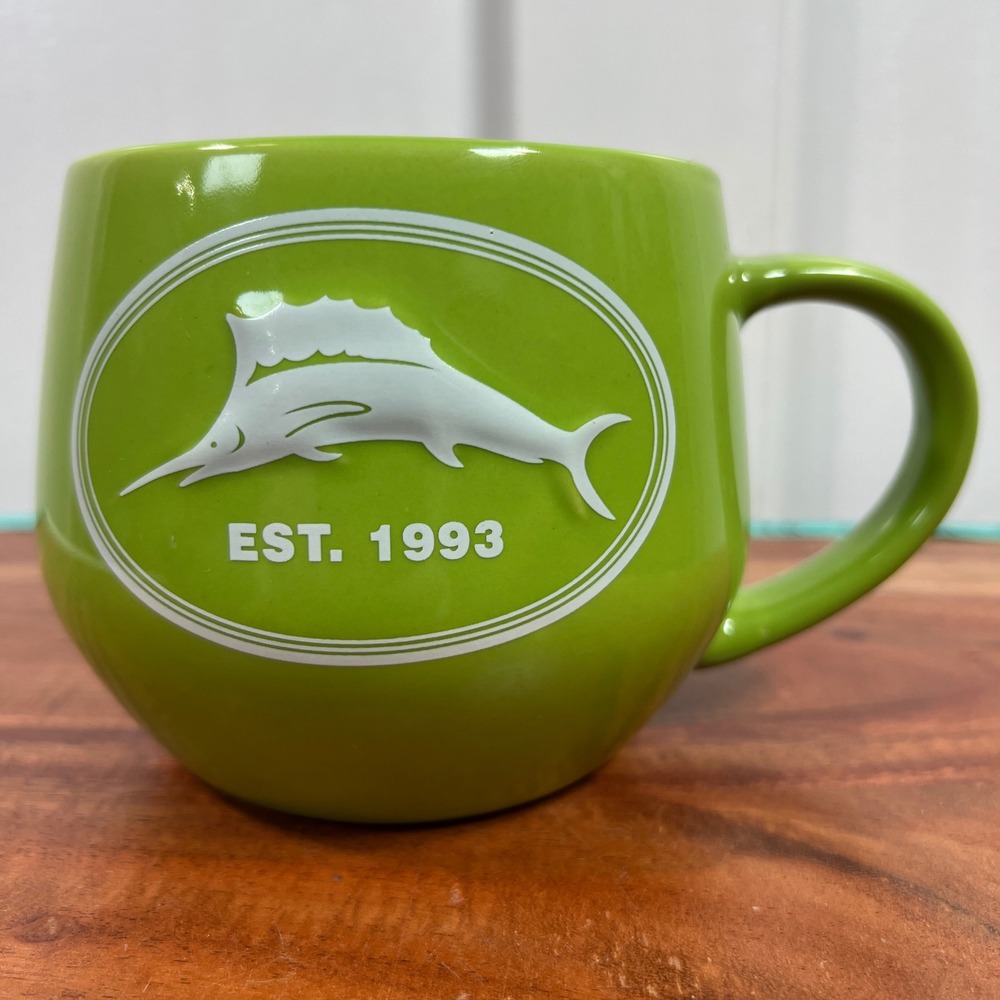 Tommy Bahama Lime Green Sailfish Coffee Mug Live The Island Life Ceramic Mug